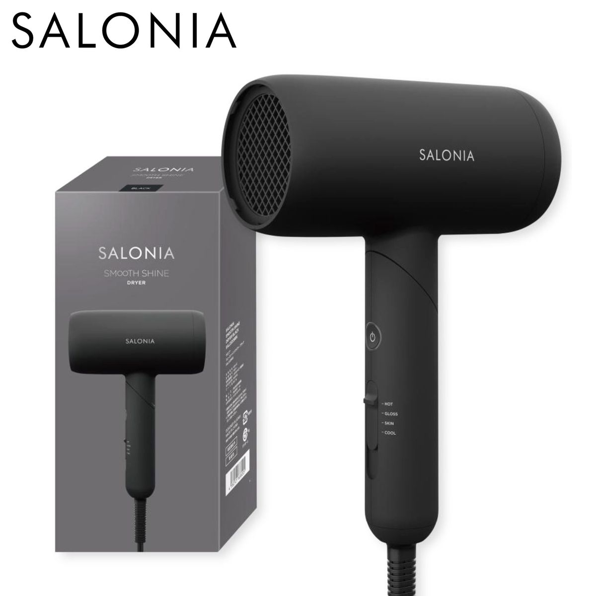 【ブラックフライデー開催中】 I-ne 【正規品】 サロニア スムースシャインドライヤー ブラック 8モード搭載 速乾 低温風 大風量 マイナスイオン プレゼン...