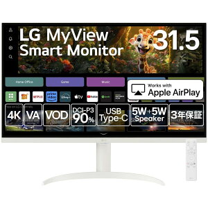 LG Electronics Japan スマートモニター 31.5型/ホワイト/WebOS23/スタンド型 32SR75U-W