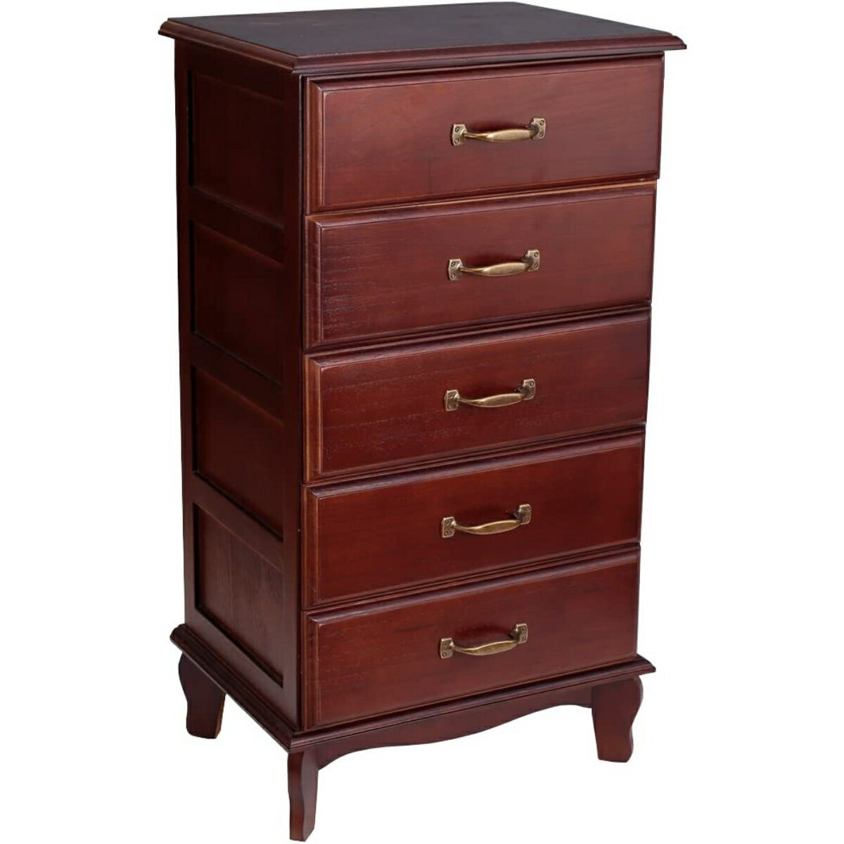 オスマック アンティーク風チェスト 5段ブラウン 約W40×D31×H73cm 木製 TNB-405BR