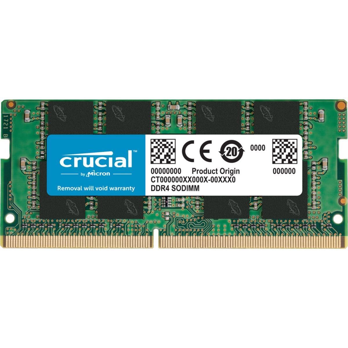 Crucial 16GB(16GBx1) DDR4-2666MHz (PC4-21300) CL19 260pin SODIMM NON-ECC 1.2V Universal Part Numbers CT16G4SFRA266