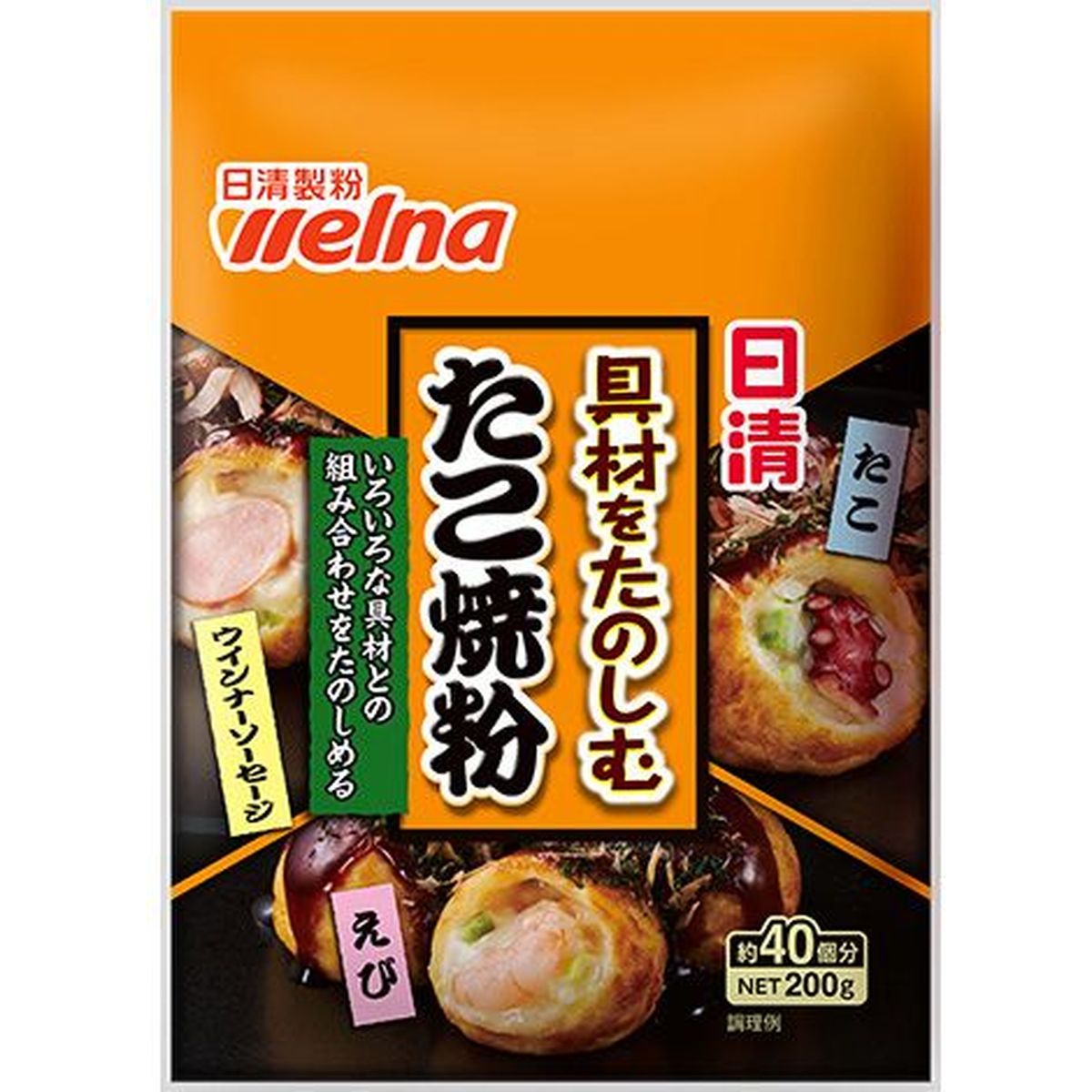 【商品の説明】たこはもちろんのこと、ウインナーソーセージやえび等、いろいろな具材との組み合わせをたのしめるたこ焼粉です。保存に便利なチャック付。賞味期限：1年粉類