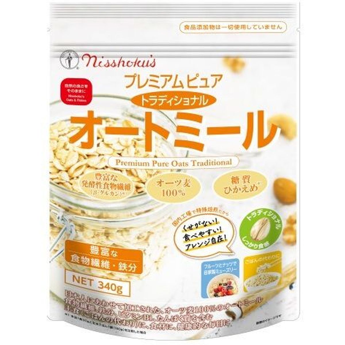 日本食品製造 プレミアム ピュアトラディショナルオートミール 340g