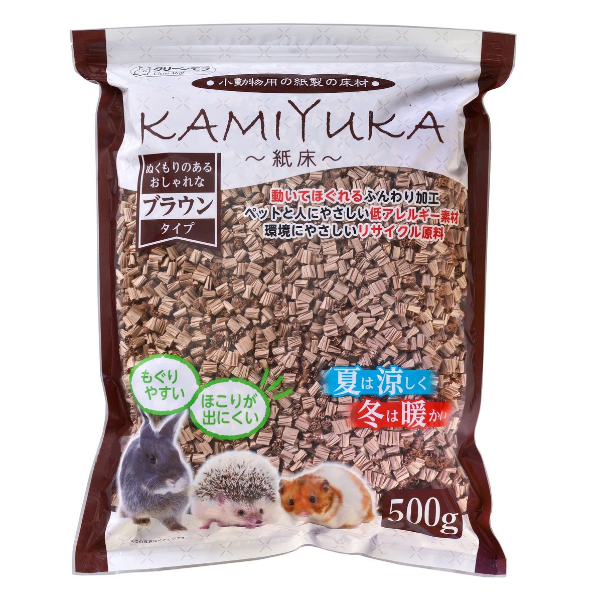 クリーンモフ小動物用床材KAMIYUKAブラウン 500g×16