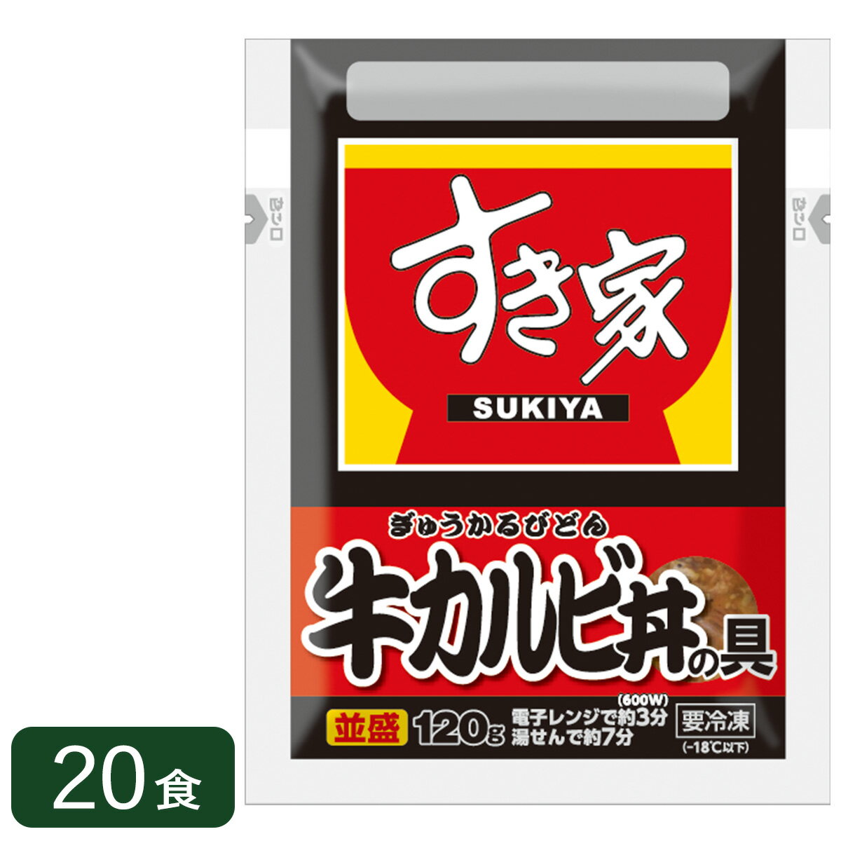 【商品の説明】すき家が監修！特製カルビだれで仕上げた“牛カルビ丼”の味わいをご家庭で。■アレルギー表示：小麦・牛肉・ごま・大豆・りんご■賞味期限：90日■原産地：牛肉(アメリカ、メキシコ)■注意事項※在庫は目安です。状況によっては商品をご用意できない場合があります。※本商品は返品できません。※写真は盛付参考例です。付け合わせ等は商品に含まれません。※メーカー箱に若干のキズ・スレ等が入る場合がございます。※パッケージのデザインは変更になる場合がございます。どんぶり