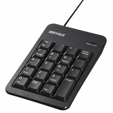 バッファロー（サプライ） 有線テンキーボード Tabキー付き ブラック BSTK100BK