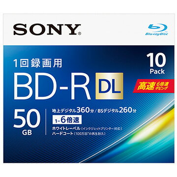 SONY ビデオ用BD-R DL 50GB 6X プリンタブル 10P 10BNR2VJPS6