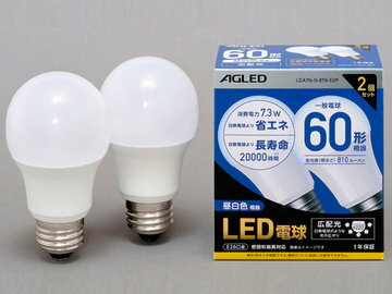 アイリスオーヤマ LED電球 E26 広配光 60形相当 昼白色 2個 LDA7N-G-6T6-E2P