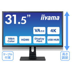 iiyama ◇31.5型ワイド液晶ディスプレイ ProLite XB3288UHSU ( VA/4K) XB3288UHSU-B1