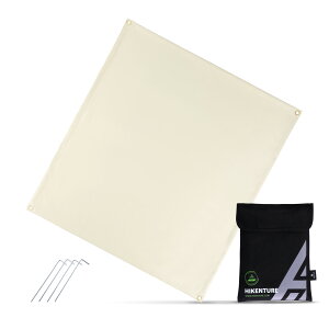 Hikenture スパッタシート 防火シート 両面シリコンコーティング 焚き火シート 耐火シート 焚き火台シート 芝生保護 耐熱 防炎 耐火 縁取り加工 ハトメ付き 4本のペグ付き 92cm*100cm