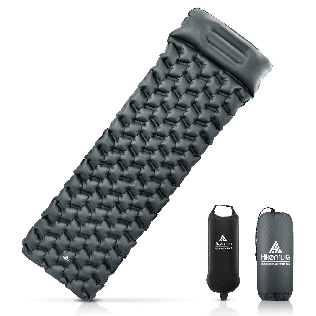 Hikenture エアーマット【7CM厚さ】キャンプ マット 【2021最軽量】エアマット ポンプバッグ アウトドア マット防水防潮 防災 テント マット コンパクト エコ素材 安全無臭 枕が付き