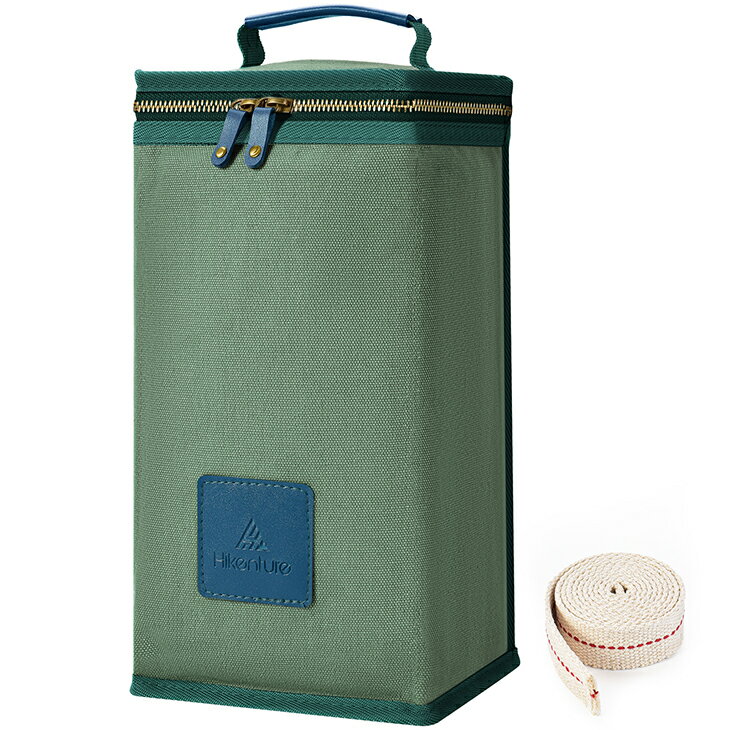 Hikenture ランタンケース 8号帆布製 ランタン収納 フュアーハンドランタン ハリケーンランタン オイルランタン用 ポケット (アーミーグリーン・ファスナー式)