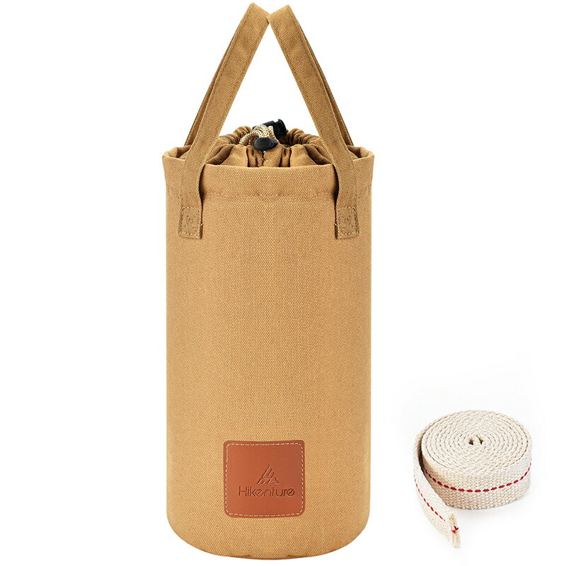 Hikenture ランタンケース 8号帆布製 ランタン収納 フュアーハンドランタン ハリケーンランタン オイルランタン用 ポケット (カーキ・巾着式)