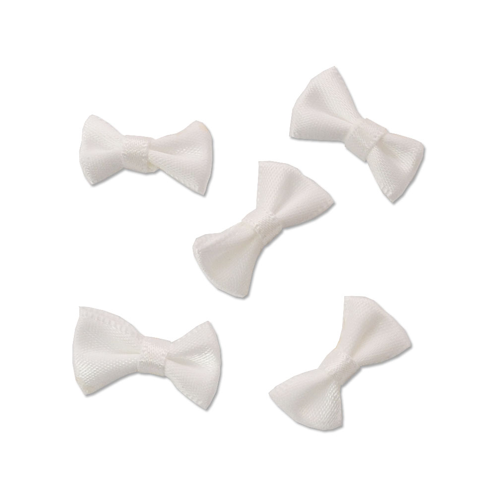 小さい布製リボン ホワイト 約2cm×1cm/ 5個セット /デコパーツ