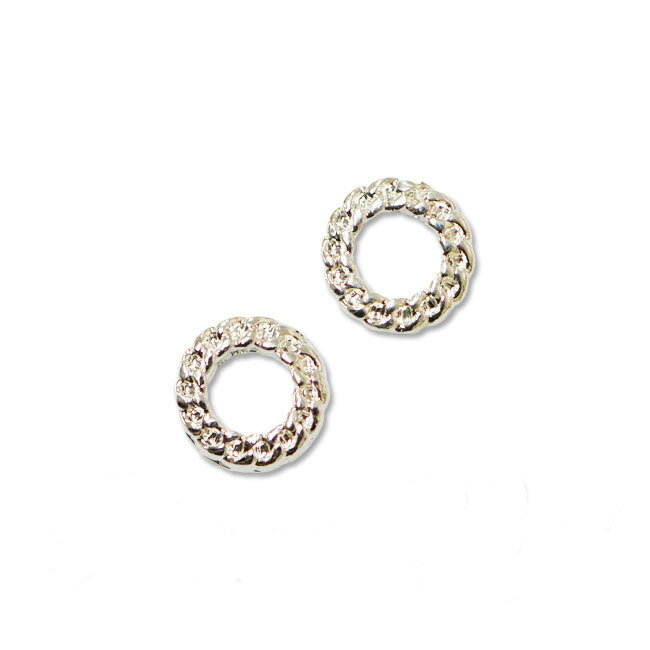メタルパーツ 2個セット チェーンパターンフレーム ラウンド シルバー 5mm(内寸2mm)
