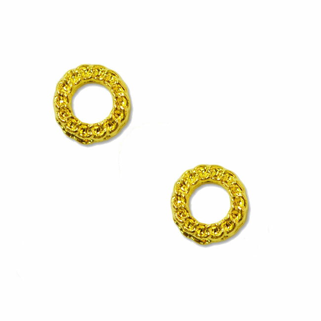 メタルパーツ 2個セット チェーンパターンフレーム ラウンド ゴールド 5mm