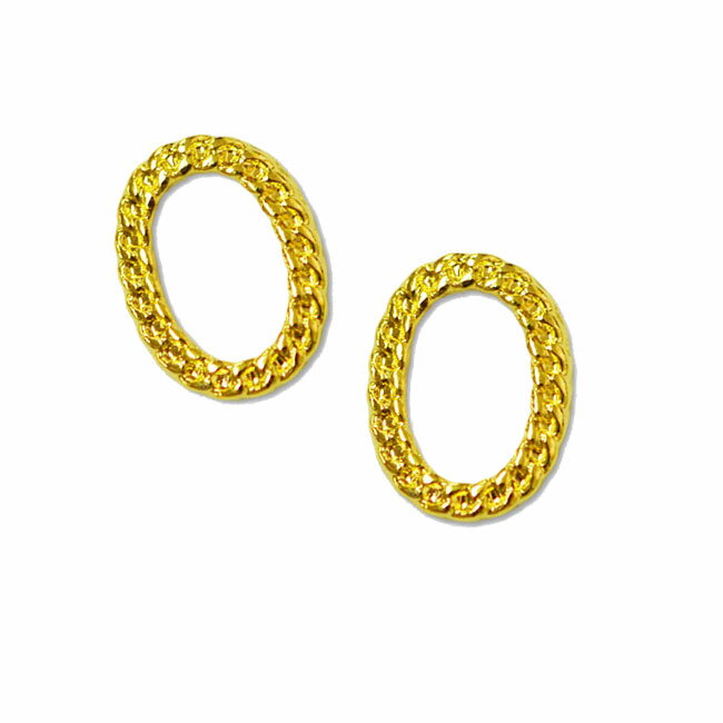 メタルパーツ 2個セット チェーンパターンフレーム オーバル ゴールド 8mmx6mm