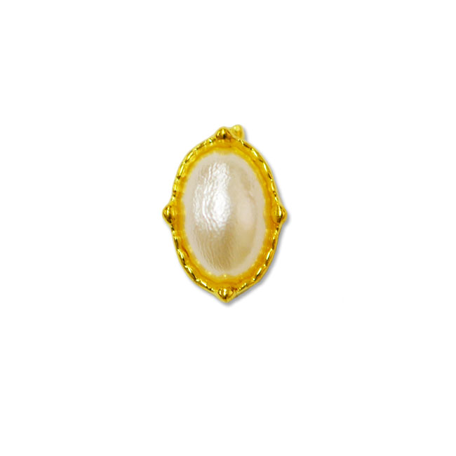 メタルパーツ 2個セット パールinフレーム オーバル 6mmx8mm