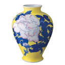 宮内庁御用達 香蘭社 日本製 有田焼 釉下黄彩牡丹文 花瓶 花生 34cm ( 木箱入 ) 御祝 結婚祝 出産祝 新築祝 結婚内祝 出産内祝 新築内祝 各種内祝...