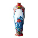 宮内庁御用達 香蘭社 日本製 有田焼 染錦間取菖蒲 花瓶 花生 24.5cm ( 木箱入 ) 御祝 結婚祝 出産祝 新築祝 結婚内祝 出産内祝 新築内祝 各種内...
