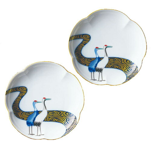 宮内庁御用達 香蘭社 日本製 有田焼 光琳鶴 組皿 ( 木箱入 ) 人気 ギフト 御祝 結婚祝 出産祝 新築祝 結婚内祝 出産内祝 新築内祝 各種内祝 快気祝 粗品 景品 記念品 歳祝