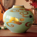 宮内庁御用達 香蘭社 日本製 有田焼 青磁金彩菊流水 花瓶 花生 24cm ( 木箱入 ) 御祝 結婚祝 出産祝 新築祝 結婚内祝 出産内祝 新築内祝 各種内祝 快気祝 粗品 景品 記念品 歳祝(3)