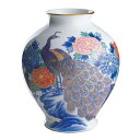 宮内庁御用達 香蘭社 日本製 有田焼 孔雀牡丹 花瓶 花生 30cm ( 木箱入 ) 御祝 結婚祝 出産祝 新築祝 結婚内祝 出産内祝 新築内祝 各種内祝 快気...