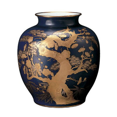 皇室御用達　大倉陶園　日本製　ルリ金蝕梅　29m花瓶　[ブランドロゴ入りギフトBOX]　【ギフト　出産内祝　結婚内祝　結婚式引出物　快気祝　法事引出物　香典返し　お返し　各種内祝　引出物　景品】