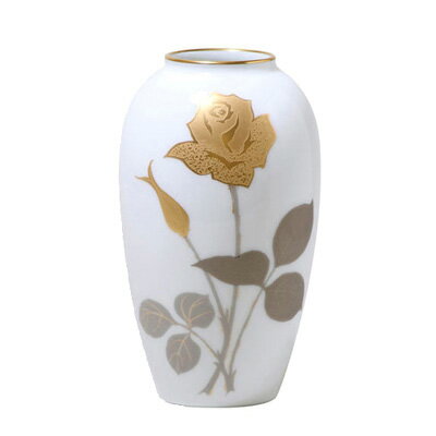 皇室御用達 大倉陶園 日本製 金蝕バラ 花瓶 花生 15cm [ブランドロゴ入りギフトBOX] 人気 ギフト 御祝 結婚祝 出産祝 新築祝 結婚内祝 出産内祝 新築内祝 各種内祝 快気祝 粗品 景品 記念品 歳祝