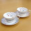 Noritake (ノリタケ) 花更紗 ティー・コーヒーカップ&ソーサーペア (ピンク & ブルー) 【ギフト 出産内祝 結婚内祝 お返し 各種内祝 引出物】