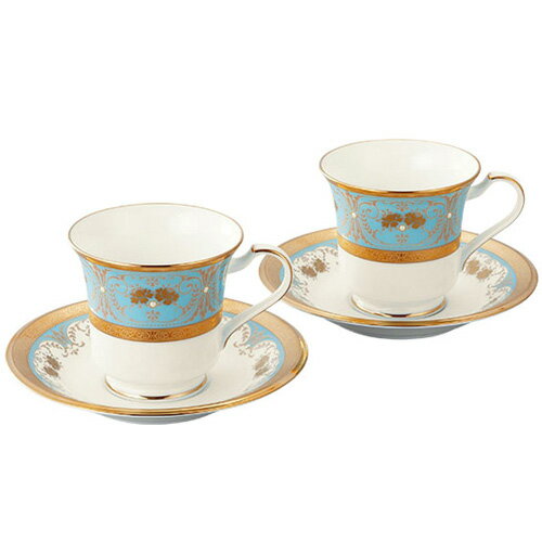 ジアン ノリタケ ( NORITAKE ) 日本製 ジョージアンターコイズ アメリカン コーヒーカップ＆ソーサーペア 220ml [ブランドロゴ入りギフトBOX] 人気 ギフト 御祝 結婚祝 出産祝 新築祝 結婚内祝 出産内祝 新築内祝 各種内祝 快気祝 粗品 景品 記念品 歳祝