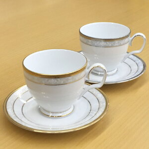 【 あす楽 土日・祝日対応 】ノリタケ ( NORITAKE ) ハンプシャーゴールド＆プラチナ ティー・コーヒーカップ＆ソーサーペア 250ml [ブランドロゴ入りギフトBOX] 人気 ギフト 御祝 結婚祝 出産祝 新築祝 結婚内祝 出産内祝 新築内祝 記念品 歳祝