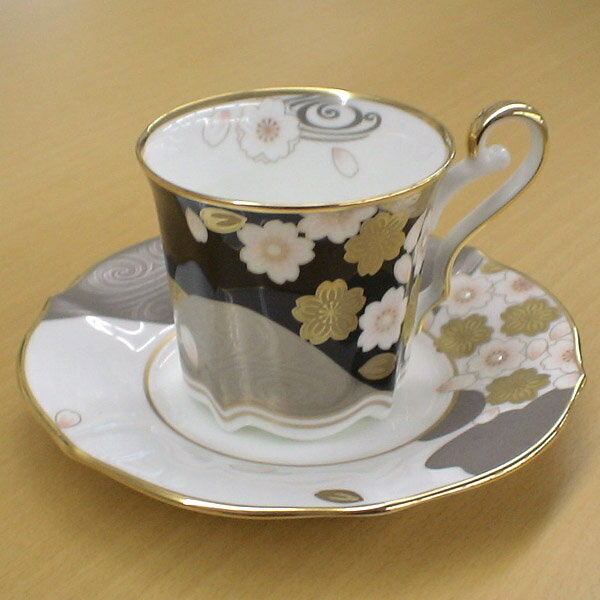 ノリタケ ( NORITAKE ) 日本製 あやみなも 夜桜金銀彩 コーヒーカップ＆ソーサー 200ml [ブランドロゴ入りギフトBOX] 人気 ギフト 御祝 結婚祝 出産祝 新築祝 結婚内祝 出産内祝 新築内祝 各種内祝 快気祝 粗品 景品 記念品 歳祝