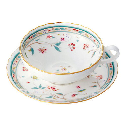 【 あす楽 土日・祝日対応 】ノリタケ ( NORITAKE ) 花更紗 ティーカップ＆ソーサー 180ml [ブランドロゴ入りギフトBOX] 人気 ギフト 御祝 結婚祝 出産祝 新築祝 結婚内祝 出産内祝 新築内祝 粗品 景品 記念品 歳祝