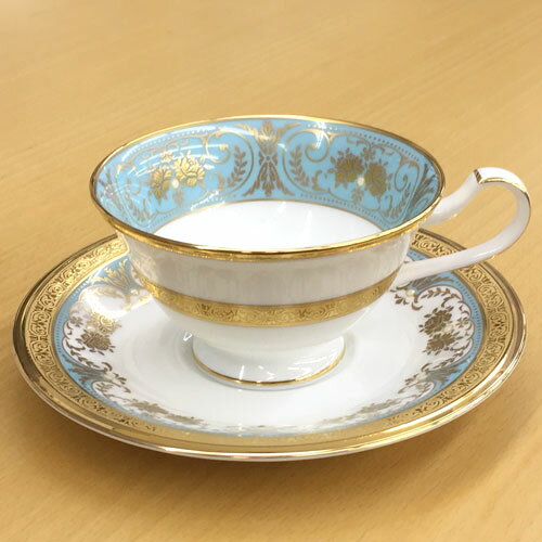 ジアン ノリタケ ( NORITAKE ) 日本製 ジョージアンターコイズ ティー・コーヒーカップ＆ソーサー 220ml [ブランドロゴ入りギフトBOX]　人気 ギフト 御祝 結婚祝 出産祝 新築祝 結婚内祝 出産内祝 新築内祝 各種内祝 快気祝 粗品 景品 記念品 歳祝