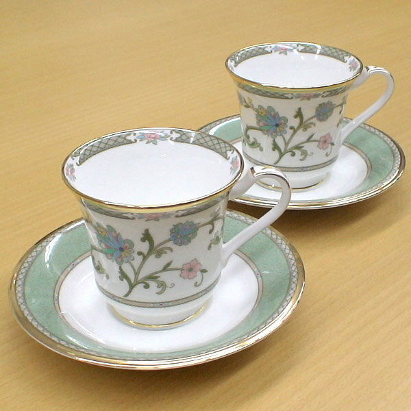 ノリタケ ( NORITAKE ) 日本製 ヨシノ アメリカン コーヒーカップ＆ソーサーペア 220ml ( グリーン ) [ブランドロゴ入りギフトBOX] 人気 ギフト 御祝 結婚祝 出産祝 新築祝 結婚内祝 出産内祝 新築内祝 粗品 景品 記念品 歳祝