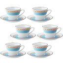 【当日発送 11時までの注文分】ノリタケ ( NORITAKE ) ハミングブルー ティー・コーヒーカップ&ソーサー 6客セット 210ml ※ 電子レンジ使用...