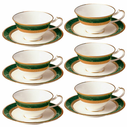 ノリタケ ( NORITAKE ) 日本製 フィッツジェラルド ティー・コーヒーカップ＆ソーサー 6客セット 230ml [ブランドロゴ入りギフトBOX] 人気 ギフト 御祝 結婚祝 出産祝 新築祝 結婚内祝 出産内祝 新築内祝 各種内祝 快気祝 粗品 景品 記念品 歳祝