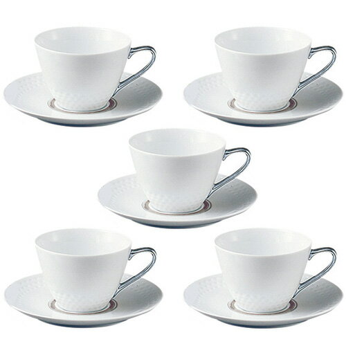 ノリタケ ( NORITAKE ) アミ ティー・コーヒーカップ＆ソーサー 5客セット 210ml ( プラチナ )  人気 ギフト 御祝 結婚祝 出産祝 新築祝 結婚内祝 出産内祝 新築内祝 景品 記念品 歳祝