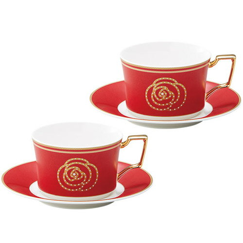 【当日発送 11時までの注文分】ノリタケ ( NORITAKE ) エイダンゴールド ティー・コーヒーカップ＆ソーサーペア 240ml ( レッド ) [ブランドロゴ入りギフトBOX] 人気 ギフト 御祝 結婚祝 出産祝 新築祝 結婚内祝 出産内祝 新築内祝 記念品 歳祝 その1