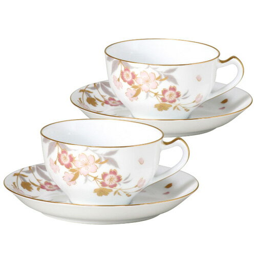 皇室御用達 大倉陶園 日本製 桜シリーズ 糸桜 コーヒーカップ＆ソーサーペア 235ml [ブランドロゴ入りギフトBOX] 人気 ギフト 御祝 結婚祝 出産祝 新築祝 結婚内祝 出産内祝 新築内祝 各種内祝 快気祝 粗品 景品 記念品 歳祝