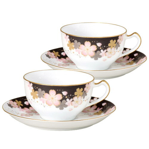 皇室御用達 大倉陶園 日本製 桜シリーズ 友禅桜 コーヒーカップ＆ソーサーペア 235ml [ブランドロゴ入りギフトBOX] 人気 ギフト 御祝 結婚祝 出産祝 新築祝 結婚内祝 出産内祝 新築内祝 各種内祝 快気祝 粗品 景品 記念品 歳祝