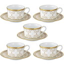 ノリタケ ( NORITAKE ) トレフォリオゴールド ティー コーヒーカップ＆ソーサー 5客セット 245ml ブランドロゴ入りギフトBOX 人気 ギフト 御祝 結婚祝 出産祝 新築祝 結婚内祝 出産内祝 新築内祝 粗品 景品 記念品 歳祝