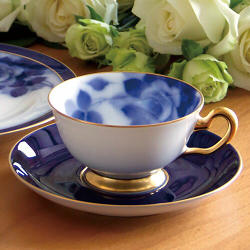 【薄紅花景色　茶菓セット】瀬戸焼 和食器 食器 コーヒーカップ 手描き 花柄 プレゼント 贈り物