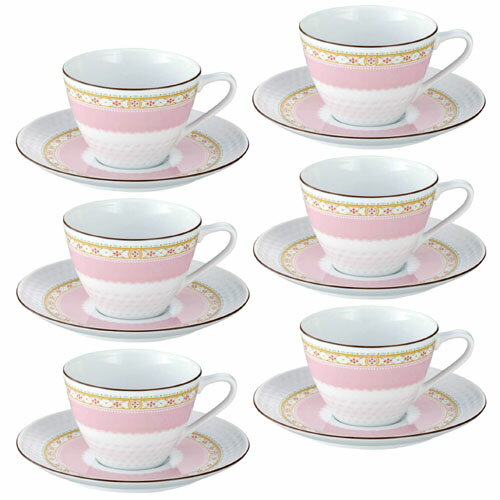 【 あす楽 土日 祝日対応 】ノリタケ ( NORITAKE ) ハミングブロッサム ティー コーヒーカップ＆ソーサー 6客セット 210ml ※ 電子レンジ使用可 ブランドロゴ入りギフトBOX 人気 ギフト 結婚祝 出産祝 新築祝 結婚内祝 出産内祝 記念品