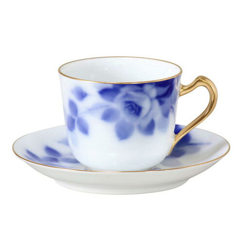 皇室御用達 大倉陶園 日本製 ブルーローズ コーヒーカップ＆ソーサー 175ml [ブランドロゴ入りギフトBOX] 人気 ギフト 御祝 結婚祝 出産祝 新築祝 結婚内祝 出産内祝 新築内祝 各種内祝 快気祝 粗品 景品 記念品 歳祝