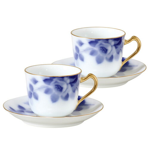 皇室御用達 大倉陶園 日本製 ブルーローズ コーヒーカップ＆ソーサーペア 175ml [ブランドロゴ入りギフトBOX] 人気 ギフト 御祝 結婚祝 出産祝 新築祝 結婚内祝 出産内祝 新築内祝 各種内祝 快気祝 粗品 景品 記念品 歳祝