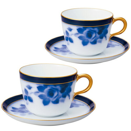 皇室御用達 大倉陶園 日本製 大倉陶園100周年記念ブルーローズ モーニングカップ＆ソーサーペア 295ml [ブランドロゴ入りギフトBOX] 人気 ギフト 御祝 結婚祝 出産祝 新築祝 結婚内祝 出産内祝 新築内祝 各種内祝 記念品 歳祝