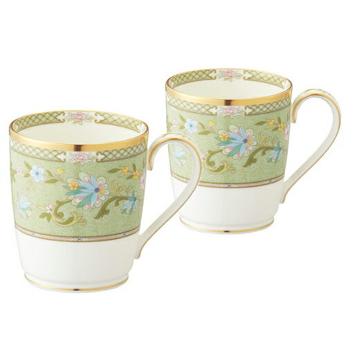 ノリタケ ( NORITAKE ) 日本製 ヨシノ ペアマグカップ 290ml ( グリーン ) [ブランドロゴ入りギフトBOX] 人気 ギフト 御祝 結婚祝 出産祝 新築祝 結婚内祝 出産内祝 新築内祝 粗品 景品 記念品 歳祝