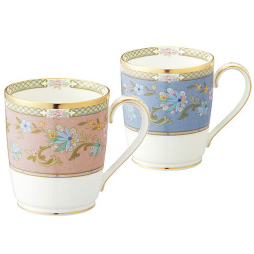 ノリタケ ( NORITAKE ) 日本製 ヨシノ ペアマグカップ 290ml ( ピンク＆グレー ) [ブランドロゴ入りギフトBOX] 人気 ギフト 御祝 結婚祝 出産祝 新築祝 結婚内祝 出産内祝 新築内祝 粗品 景品 記念品 歳祝