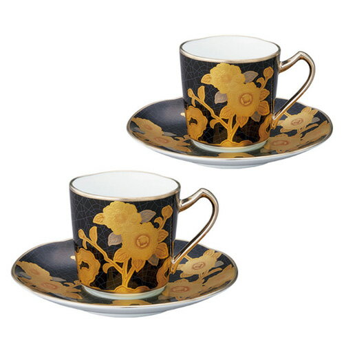 ノリタケ ( NORITAKE ) 日本製 オマージュコレクション 黒絵薔薇文 デミタスコーヒーカップ＆ソーサーペア 85ml [ブランドロゴ入りギフトBOX] 人気 ギフト 御祝 結婚祝 出産祝 新築祝 結婚内祝 出産内祝 新築内祝 各種内祝 快気祝 粗品 景品 記念品 歳祝